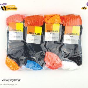 جوراب حوله ای زمستانی زنانه لب برگردان مشکی لبه رنگی