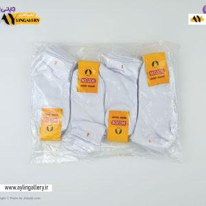 جوراب نیم ساق نخی بچگانه 3 تا 6 طرح سفید ساده