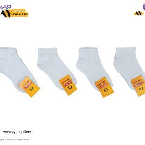 جوراب نیم ساق نخی بچگانه 3 تا 6 طرح سفید ساده