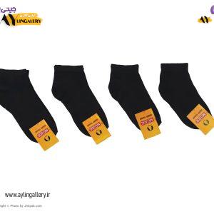 جوراب نیم ساق نخی بچگانه 3 تا 6 طرح مشکی ساده