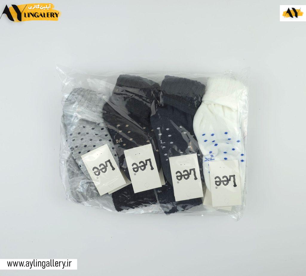 جوراب ساقدار حوله ای زمستانی بچگانه 3 تا 6 طرح رنگی خالدار