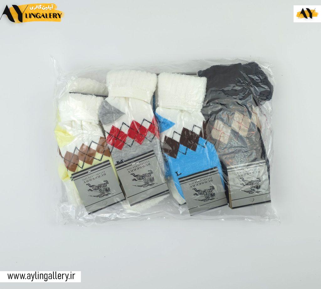 جوراب ساقدار حوله ای زمستانی بچگانه 3 تا 6 طرح رنگی اسکاچ