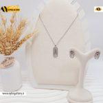 نیم ست نگین دار طرح قفلی نقره ای