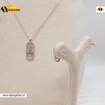 نیم ست نگین دار طرح قفلی نقره ای
