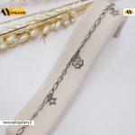 دستبند زنجیری طرح گل قلبی و ستاره استیل