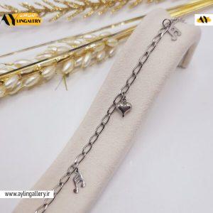 دستبند زنجیری طرح موزیک و قلب استیل
