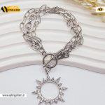 دستبند زنجیری طرح خورشید نقره ای