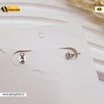 گوشواره تیفانی نگین دار تک رنگ نقره ای