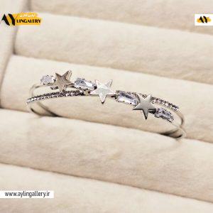 بنگل زیبا دو لاین نگینی طرح ستاره سفید