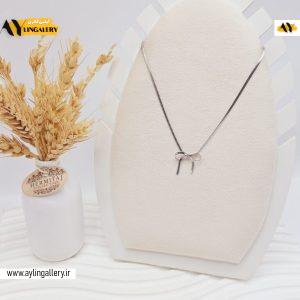 گردنبند ماری طرح پاپیون نقره ای