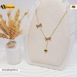 گردنبند طرح پاپیون و آویز دار قلب طلایی