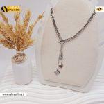 گردنبند زنجیری مدل قفل پروانه نقره ای