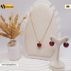 ست گوشواره و گردنبند طرح گیلاسی