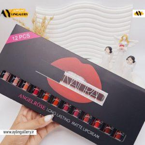 پک رژ لب مایع 12 تایی مات و مخملی برند ANGELROSE کد 0824
